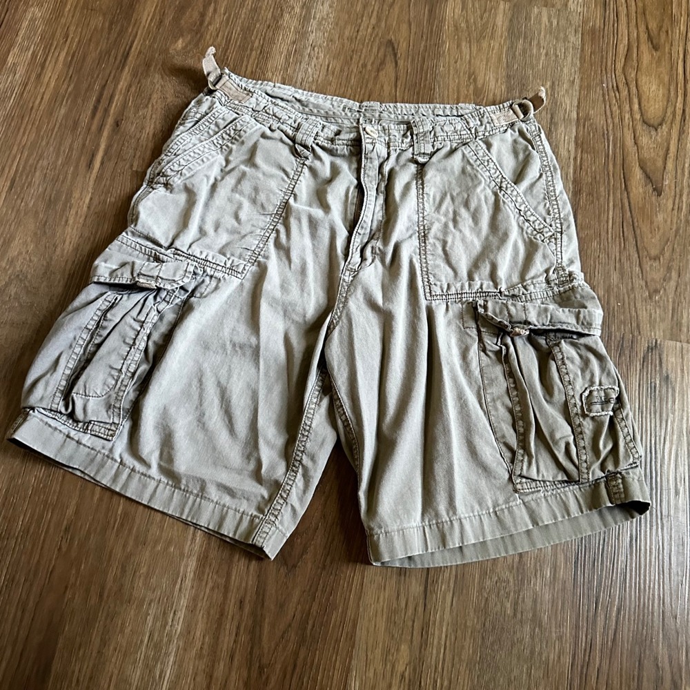 BKE Balboa Cargo Shorts Mens 32 Khaki Tan Good Relaxed Fit Multi Pocket Utility